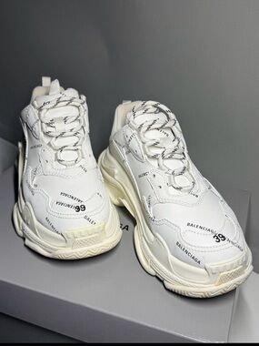 Balenciaga White and Off-White Triple-Soled Chunky Sneakers